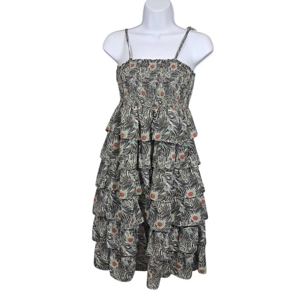 Liberty of London for Target Spaghetti Strap Dress XS Tiered Feathers Resort